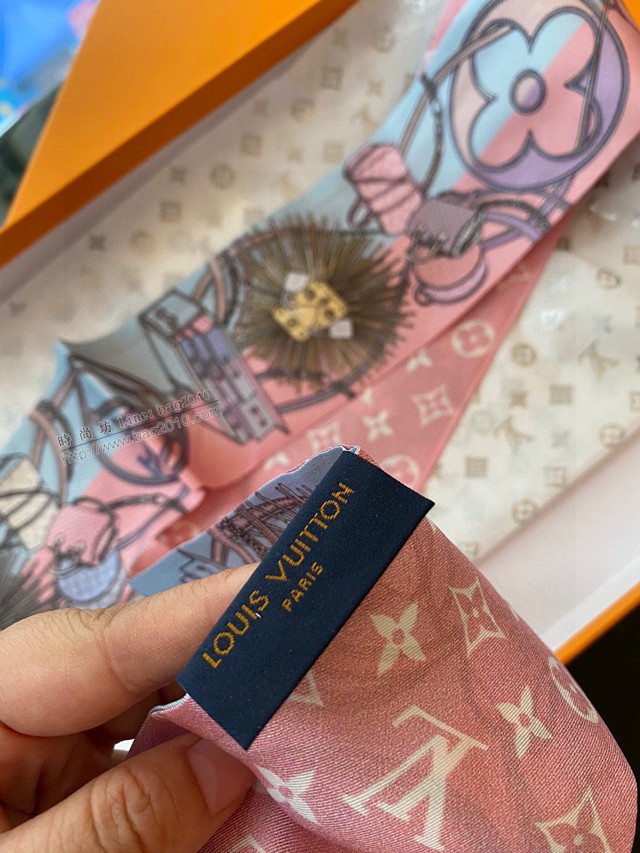 Louis Vuitton圍巾絲巾 路易威登專櫃最新款發帶小領巾 LV雙層真絲飄帶  mmj1535